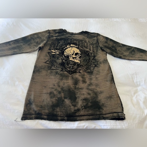 Affliction | Mens XL | Live Fast Reversible Shirt Distressed Thermal Long Sleeve - Picture 7 of 9